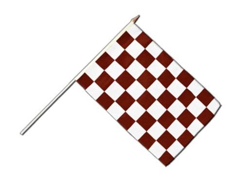 Flaggenfritze Stockflagge Karo Schwarz-Gelb 30x45cm - Mit Gratis Sticker