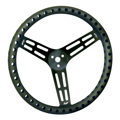 Longacre 15 Inch Ultra Lightweight Drilled Uncovered Alloy Black Steering Wheel