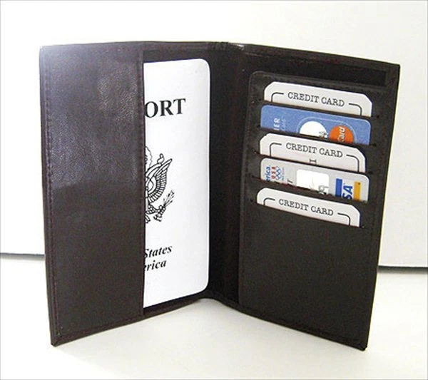 USA Leather Passport Cover Travel Document Holder Card Wallet US SELLER - Image 2 of 4