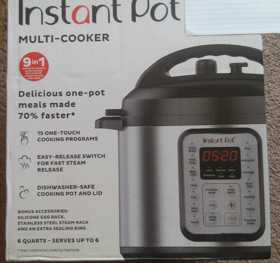 INSTANT POT 6 QT 9-IN-1 Pressure Cooker MULTI COOKER