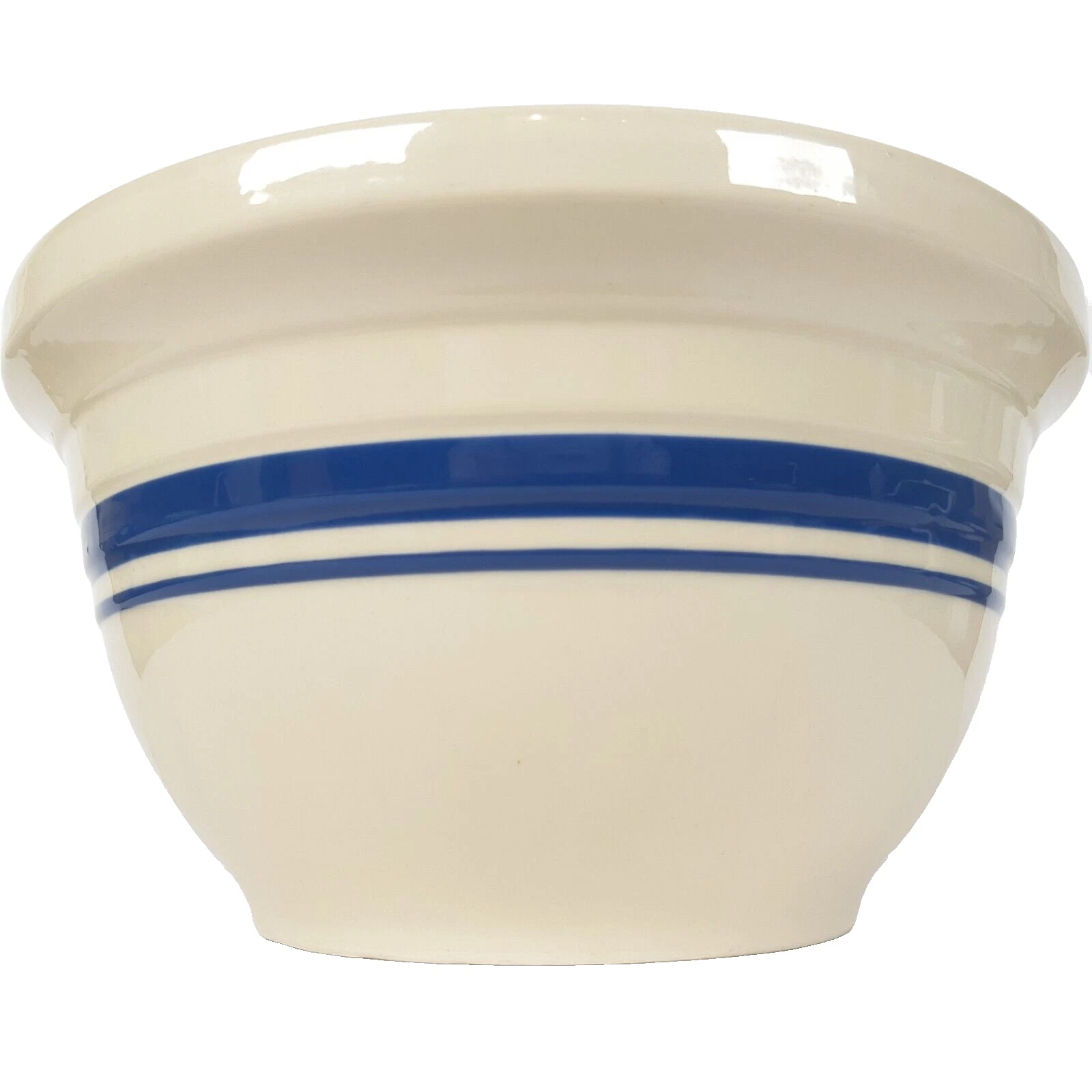 Roseville Ohio Friendship Pottery 4 Quart Mixing Bowl FP USA Blue Band Stripe