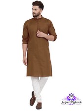 Men's Wear Brown Churidar Kurta Pajama Indian Ethnic Wear For Special Occasions