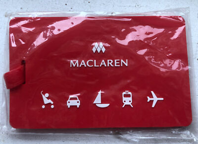Maclaren Baby stroller Happy Trails  Luggage Tag Red Rubber Free Ship NEW