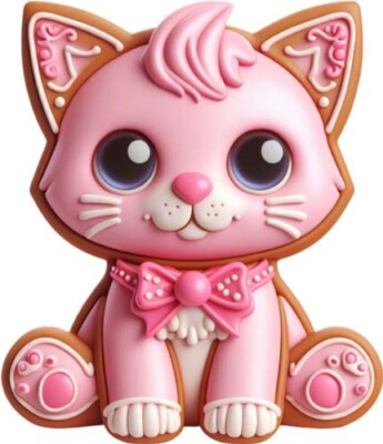 Rosa Weihnachten Lebkuchen Katze Wandbild Schlafzimmer Van Vinyl Aufkleber Abziehbild 6 Größen