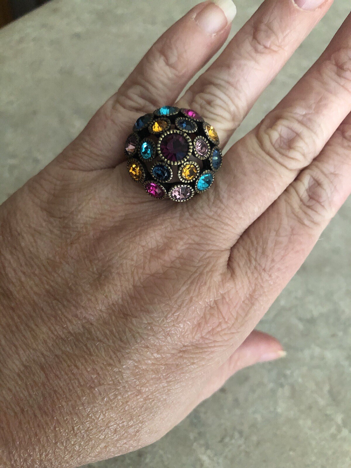 Avon Multi Colored Stone Ring Size 7 - image 2