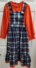 Girls Vintage Dress Size 8 Carol Evans J.C. Penneys 1970s Plaid Red Long