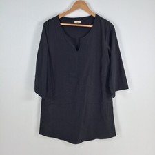 Tobi womens dress size M mini black short sleeve V-neck solid 020957