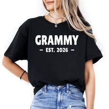Personalized Grammy Est 2026 T-shirt New Grammy Gift Mothers Day Baby Shower Tee