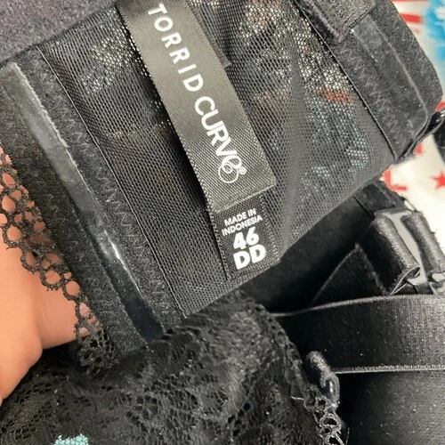 Sujetador push-up con aros sin tirantes Torrid Curve 46DD negro/verde azulado floral nuevo sin etiquetas Foto 2 de 4