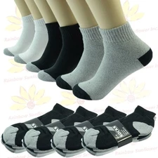 2 Tones 3 12 Pairs Ankle/Quarter Crew Mens Socks Cotton Low Cut Size 9-11 10-13