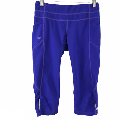 Athleta Dobby Be Free Knicker Crop Pants Leggings Small Blue Workout AT-850