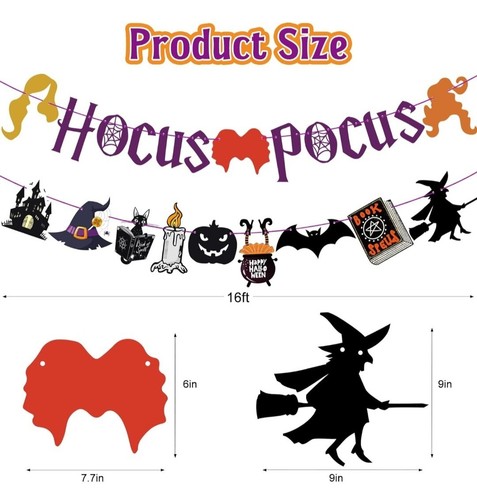 🙂 Halloween Hokuspokus Banner: 2 Stck. Hexen Halloween Spukhaus Thema - Bild 6 von 7