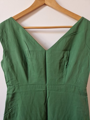Droopy & Browns Angela Holmes Silk Blend Green Maxi Shift Dress Size 12 - Picture 2 of 6