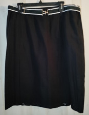NEW WOMENS SAG HARBOR BLACK SKIRT W/ 2 LOWER FRONT PLEATS  BELT SIZE 18