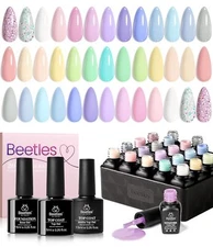 beetles Gel Polish 23Pcs Pastel Nail Set with 3Pcs Glossy & Matte Top Coat an...