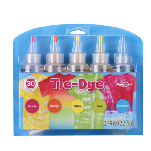 5pce Tie Dye Colours Tubes 120ml Fuchsia, Orange, Yellow, Lime, Turquoise Pack D - Picture 1 of 1