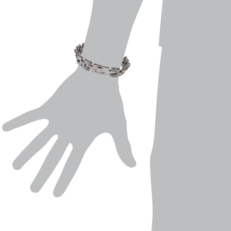 Pulsera de acero inoxidable rectangular eslabón de cadena para hombre mujer unisex ancho 9" Foto 4 de 4