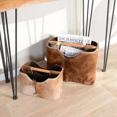 Zeitungsständer aus Ziegenfell 40 x 30 x 20 cm Zeitschriftenhalter wohnfreuden - Bild 1 von 4