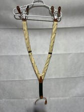 VTG Polo Ralph Lauren Yellow Silk Brass Leather Suspenders Geometric Print USA