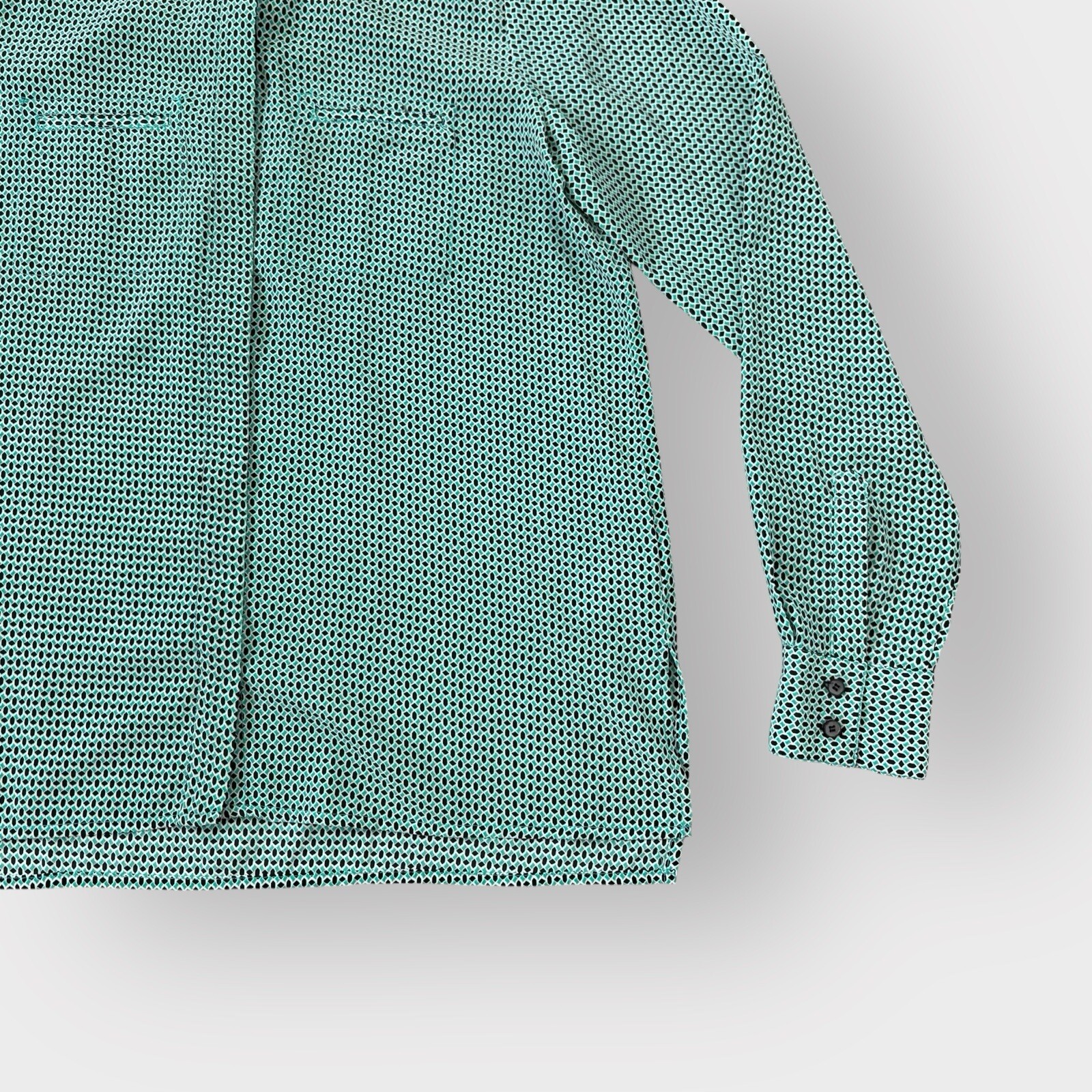 Kenar Teal Black Patterned Button Down Blouse - image 4