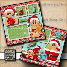 1ST CHRISTMAS baby 2 premade scrapbooking pages paper piecing DIGISCRAP A0033