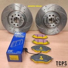FOR SKODA OCTAVIA 2.0 TDI RS MK2 DRILLED GROOVED FRONT DISCS 312MM & EBC YELLOW
