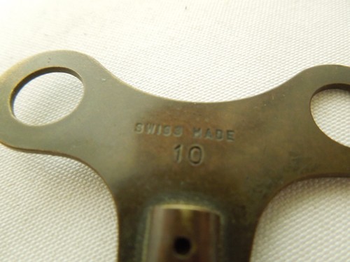 Vintage Brass Clock Key Swiss Made Size #10 - Picture 4 of 5