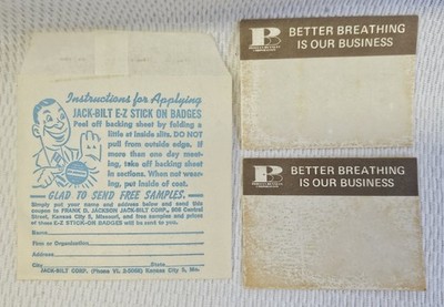 Vintage 1940's Jack-Bilt E-Z Stick Name Badge Sticker Better Breathing Business