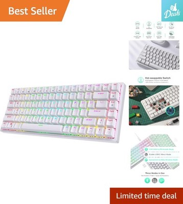 Compact RK84 Wireless 84-Key RGB Gaming Keyboard with Hot-Swappable Red Switches