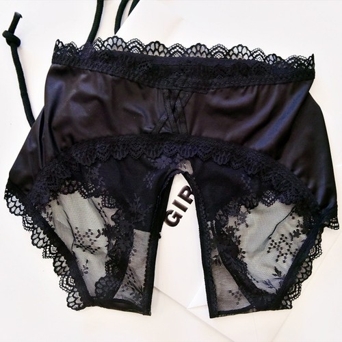 Women Panties Daily Shorts Smooth Ice Silk Lace Satin Solid Breathable - Picture 7 of 20