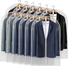 40" All Clear Garment Bags for Hanging Clothes, 12 Packs Suit Bags for Closet St