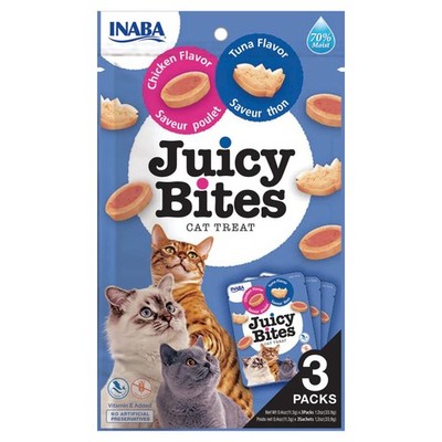 Inaba Cat Churu Juicy Bites Huhn & Thunfisch 3 x 11,3 g, NEU