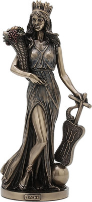11 1/4 Inch Tall Tyche Greek Goddess of Fotrune and Prosperity Cold Cast Bronzed