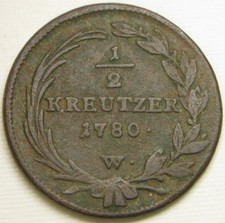 AUSTRIA 1/2 Kreuzer 1780 W - Copper - Maria Theresia - VF+ - 669 *