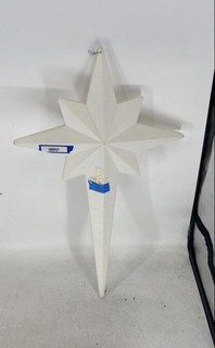 White Plastic Holiday Decoration Hanging Lighted Nativity Star