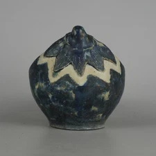 Bonsai Pot Bunsan Echizen Bunsan Small Eggplant Shape Glazed Brown Used