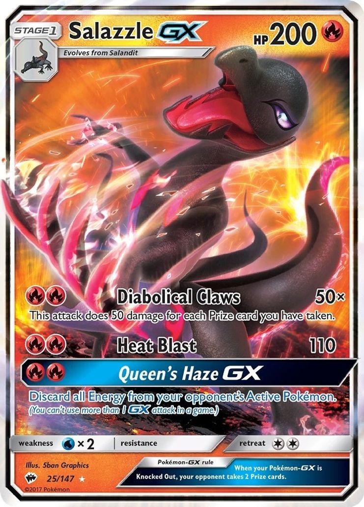 Salazzle GX - 25/147 - Pokemon Burning Shadows Sun & Moon Ultra Rare Card NM