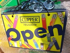 COLLECTABLE CLIPPER TOBACCO SHOP RETAIL DISPLAY OPEN CLOSED DOOR WINDOW SIGN