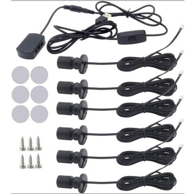 HOMEHIGH 6 PCS Mini LED Spotlight Display Cabinet, Aluminum USB Showcase Lights