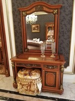 Luxus Klasse Barock Rokoko Schminktisch Mit Spiegel Kommode Konsolen Tisch Neu