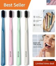 Classic Manual Toothbrush with Extra Soft Activated-Charcoal, Tapered Bristle...