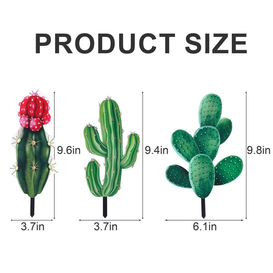 3pcs Artificial Flowers Cactus Green Plants Home Outdoor Lawn Yard Garden Decor - Image 4 of 4