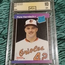 Donruss 1989 Pete Harnisch Rated Rookie #44 BGG 10 Baltimore Orioles