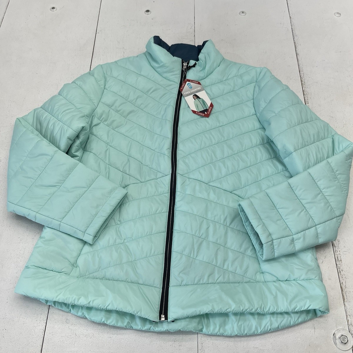 Free Country Mint Blue Teal Ultrafill Quilted Zip Up Jacket