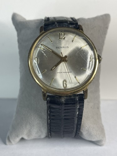 Orologio Vintage Benrus Shock-Absorber Serie #3021 Meccanico Quadrante Argento Abito - Foto 3 di 7