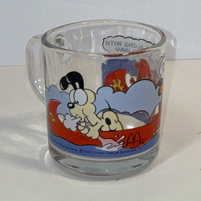 McDonald's Garfield Jim Davis 1978 Clear Glass Mug Cup - I'm Easy to Get Along