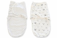 KeaBabies Organic Baby Swaddle Wrap Set 0-3 Months Gray White Adjustable