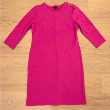 Talbots thick 3/4 sleeve pink dress with gold button detail midi womens size 10