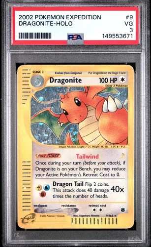 SWIRL PSA 3 2002 Expedition Dragonite Holo Foil 9/165 WOTC E-Reader Pokemon