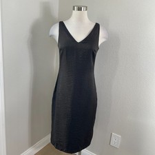 Banana Republic Womens Size 0 Sheath Dress V Neck Sleeveless Brown Black Shimmer